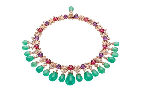 bulgari chrysoprase and diamond necklace.